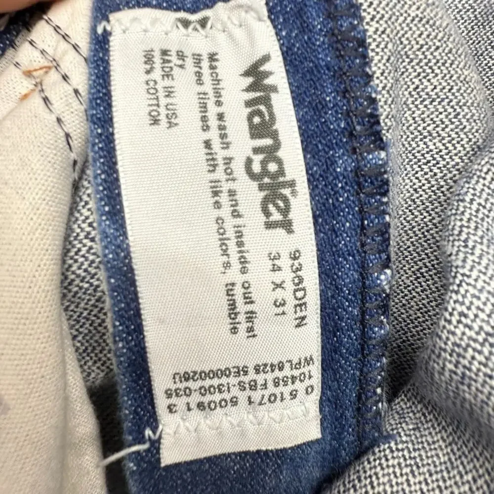 Vintage Wrangler Jeans Men's 34x32 Fits 33x31 Blue 936 USA Made Cowboy Whisker